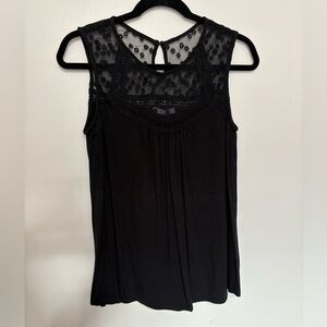 Loveappella Black Sleeveless Lace Blouse